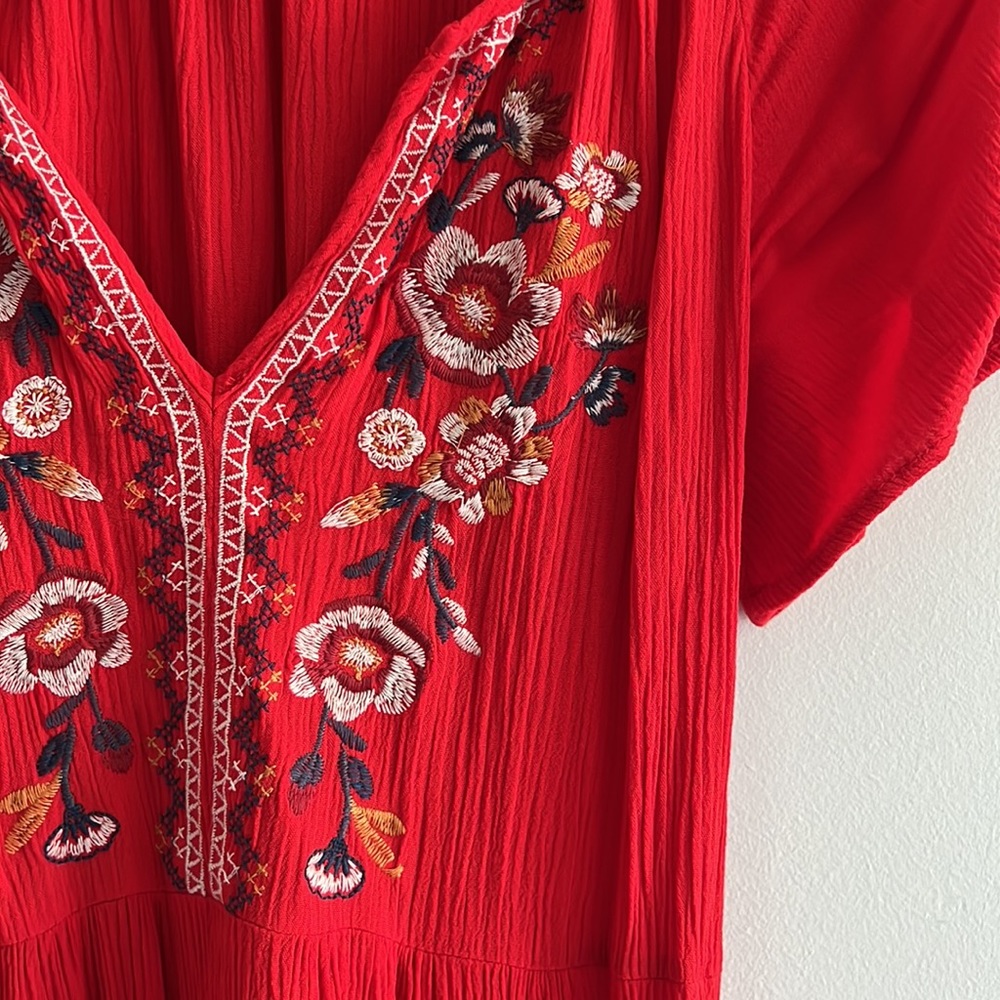 WORN ONCE Knox Rose Red Embroidered Short Sleeve Dress